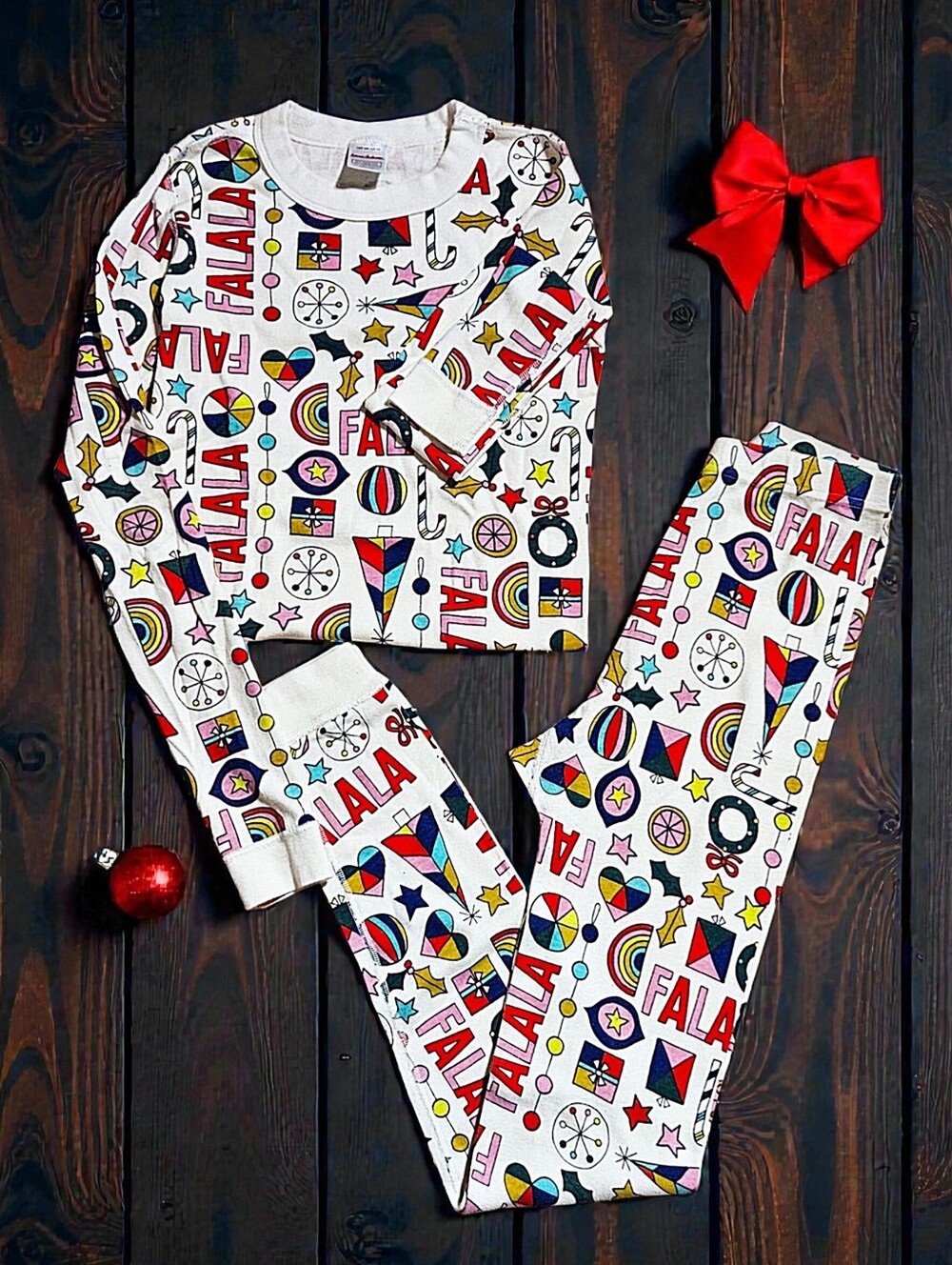 Hanna Andersson Organic Cotton Holiday Christmas 2 PC Long John Pajamas Set 14